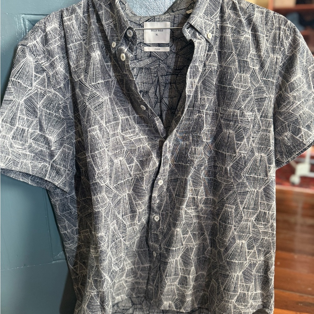 Billy Reid Black and White Geometric Shirt